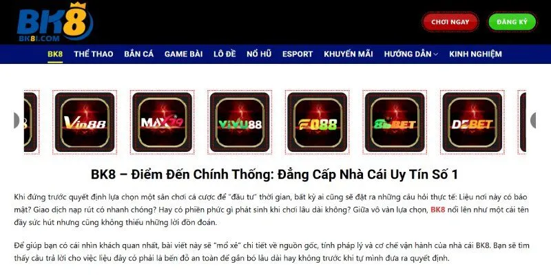 BK8 - Nền tảng giải trí được yêu thích